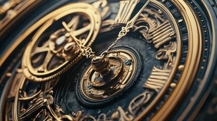 Ornate clockwork mechanism close-up