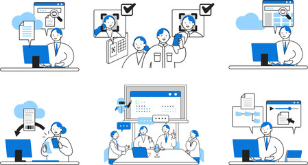 DX デジタルトランスフォーメーションを推進する社会のイラスト　クラウド文書管理