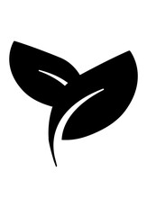 Obraz premium Black leaf icon: nature, growth, and eco-friendly symbol. Simple leaf design representing organic, sustainable, natural concepts. Minimalist two-leaf logo for eco-conscious brands, sustainability. 