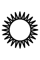 Simple outline of a radiant sun or star symbol.
Basic drawing of bright sun with sharp, pointed rays.
Stylized sun icon, minimalist design, clear, bold shape.
