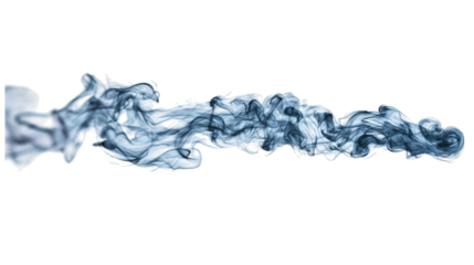Curving blue smoke stream against a black background
