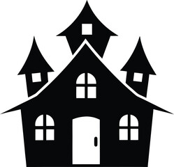 Black vector house and home icons for building and real estate design