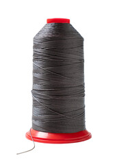 spool of sewing thread close up on white background