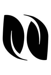 Two stylized black leaves, simple nature icon.
Abstract leaf shapes, minimal organic symbol.
Double leaf design, natural and eco-friendly.

