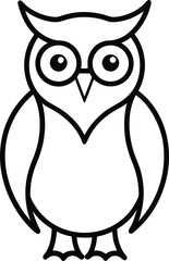 A cute cartoon owl with big eyes and brown feathers perches on a tree, a funny animal vector illustration perfect for wildlife art and design