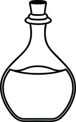 Elegant glass bottles, isolated and transparent, containing wine or perfume, with reflections on a white background