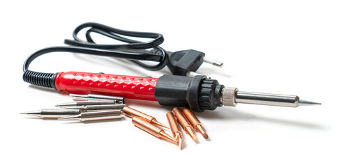 new soldering iron close-up on white background