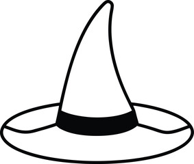 Funny cartoon black witch hat, perfect for Halloween, magic, or wizard illustrations, isolated as a vector design accessory
