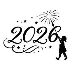 Festive celebration with sparkling numbers and child new year