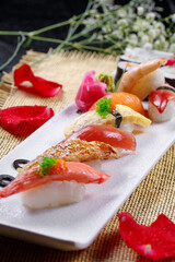 Premium sushi platter served in exquisite tableware