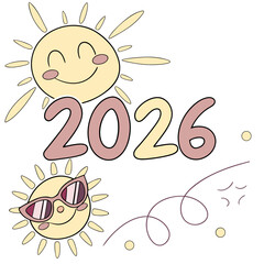 Smiling suns and year celebration sunglasses