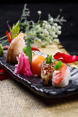 Premium sushi platter served in exquisite tableware