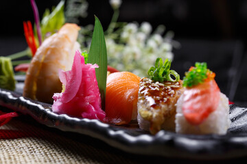 Premium sushi platter served in exquisite tableware