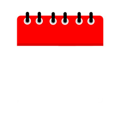 Flat design illustration blank calendar icon. Calendar template, red and white, sticker, poster, banner, emoticon.