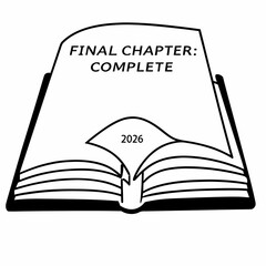 Open book with final chapter complete and year 2026 graduation