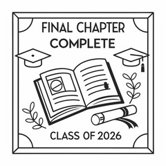 Graduation cap open book diploma scroll leaves vector