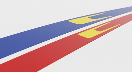 鮮やか色彩 二本のライン 滑らかに伸びる 未来感漂う抽象画. AI Generated