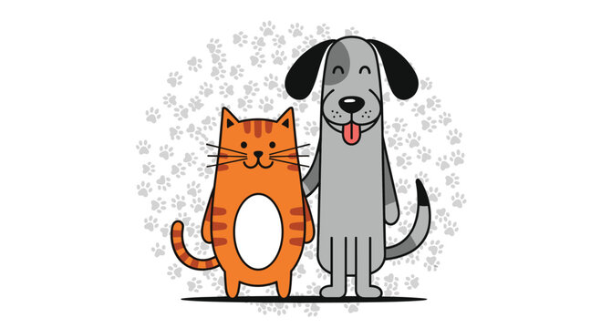 Friendship and Companionship An Adorable Cat and Dog Together Share a Special Bond