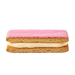 A Classic Dutch Tompouce a Cream-Filled Pastry with a Signature Pink Icing Top on isolated transparent background