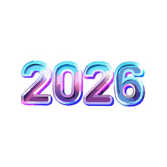 Futuristic chrome numbers with glowing neon lights 2026