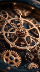 Close Up of Intricate Gold Clock Gears