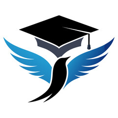 Graduation cap morphing into a bird flying free academic education © RABBY