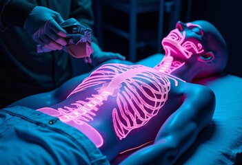 Healing perspective close-up of the human body