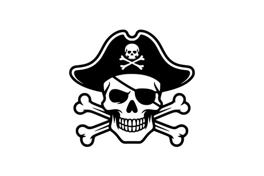 Cartoon pirate skull and crossbones Generative ai 