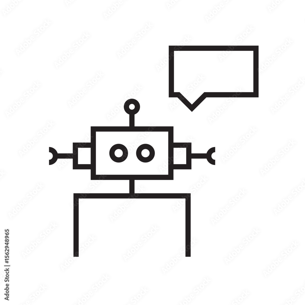 Poster robot chat bot icon vector eps editable stroke