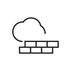 cloud firewall icon vector eps outline stroke editable