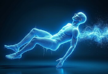 Blue electric human body image