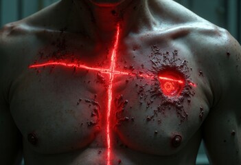 Close up of Cross Trauma Art