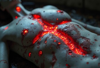 Artistic images of flesh and blood trauma