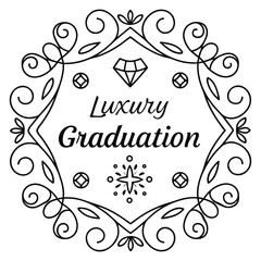 Elegant graduation emblem with diamond and flourishes luxury serif font