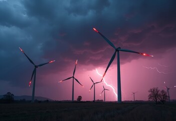 Wind power dusk art scene