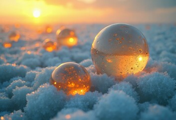 Close up of Ice Golden Ball Art