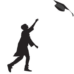 Silhouette of graduate tossing cap in celebration graduation cap toss