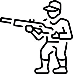 A line style icon depicting a hunting man figure