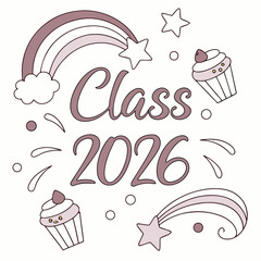 Class of twenty six celebration with celestial elements graduation stars