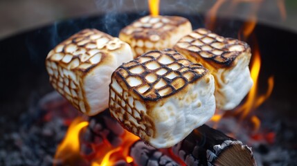 Toasted marshmallows over campfire