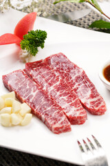 Australian marbled steak on a placemat