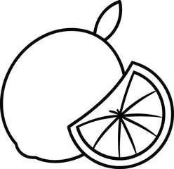 lemon line art on transparent background