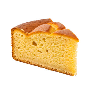 A Rich Slice of Portuguese Toucinho do C&eacute;u a Dense and Moist Almond and Egg Yolk Cake on isolated transparent background