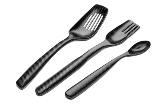 Elegant Black Carbon Fiber Utensils Set fork tool 