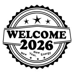Welcome new year energy stars circle emblem vector