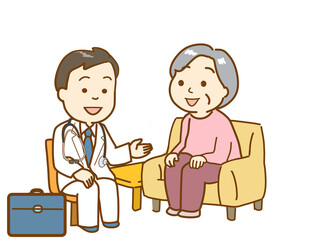 訪問医療　高齢者宅へ訪問診療する医師