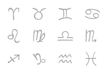 3d zodiac signs Esoteric symbol set Astrology clipart Elements for design