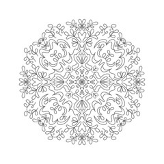 Black and White Outline Mandala Illustration for Coloring Book Page