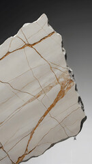 Slab Of White Marble With Golden Veins Displaying A Raw And Natural Stone Texture Against A Gradient Background