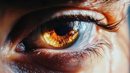 Close-up human eye, vibrant colors